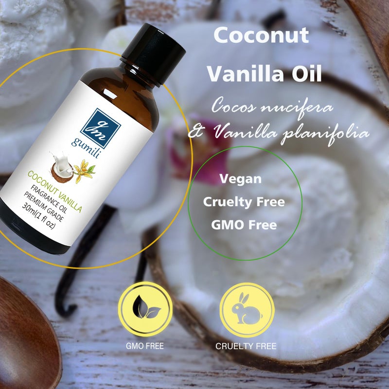 GM Gumili Coconut Vanilla Fragrance Oil, Perfume Oil, Home Scent Oils for Soaps, Candle Making, Dryer Balls, Diffusers, Laundry, Slime -1 oz /30ml - Image 3
